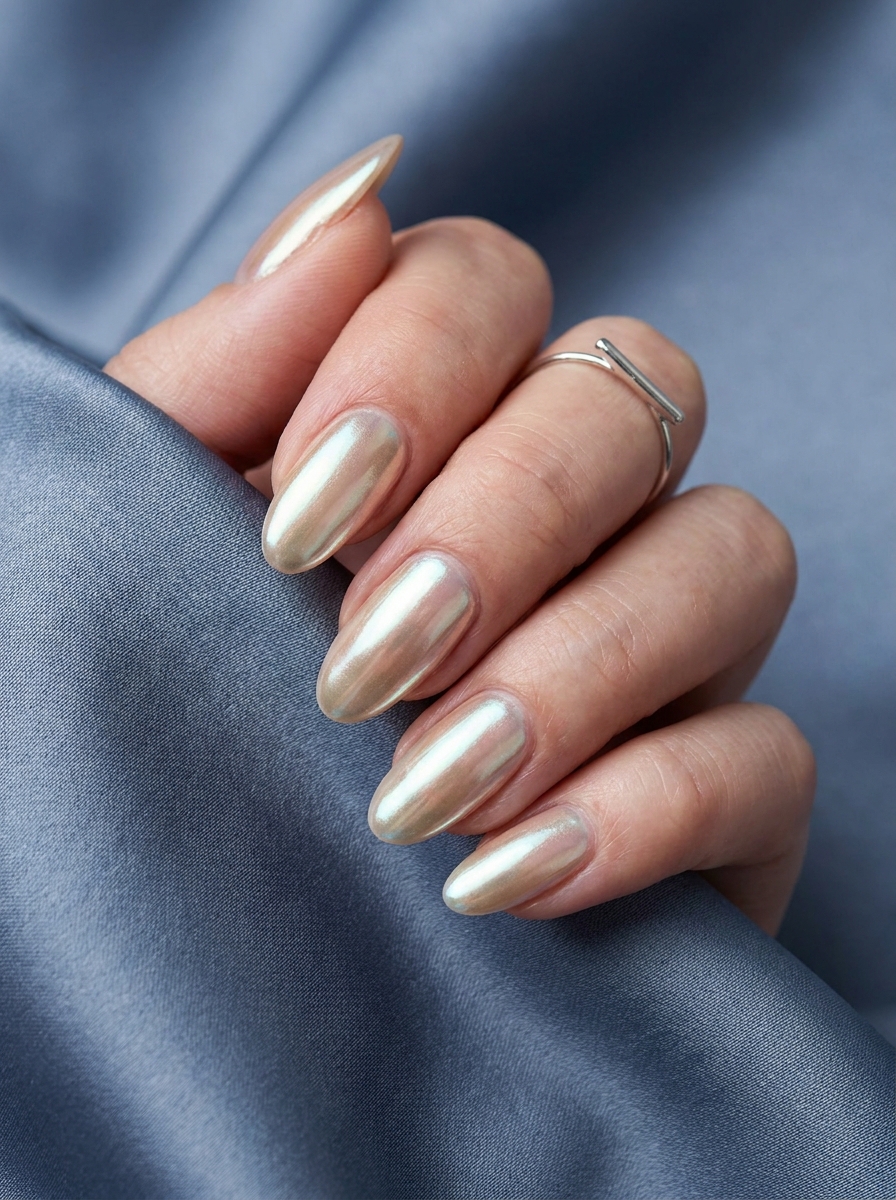Shell Chrome Nails